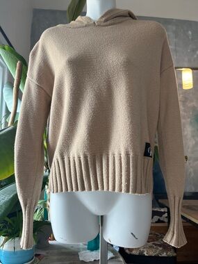 Calvin Klein Jeans Neutral Tan Hooded Crewneck Sweater